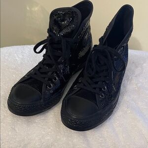 Converse All Star Black Sequin High-Top Sneakers